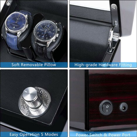 Cutie intors ceasuri automatice iUni, Watch Winder 2 Mahon-Negru